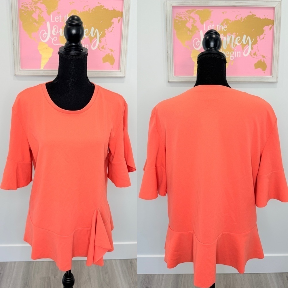 Worthington Coral Flowy Sleeve Blouse (M)